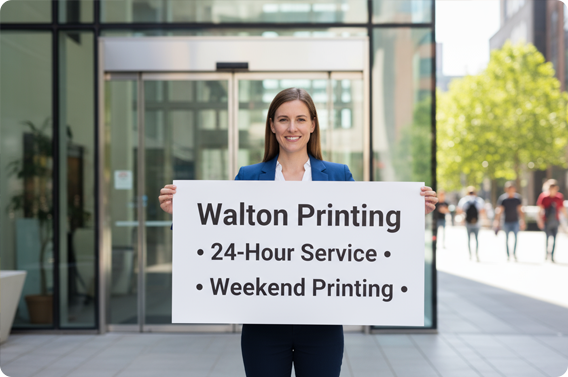 printing shop Walton banner 24 hour service weekend printing