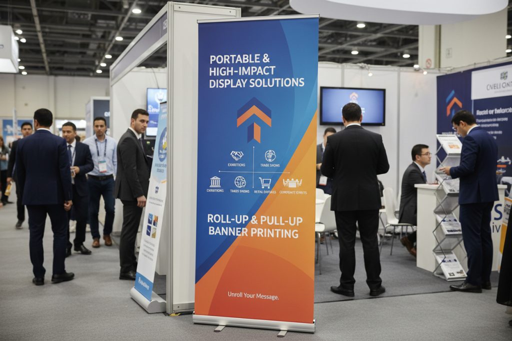 Roll up and pull up banner printing for exhibitions in Peterborough